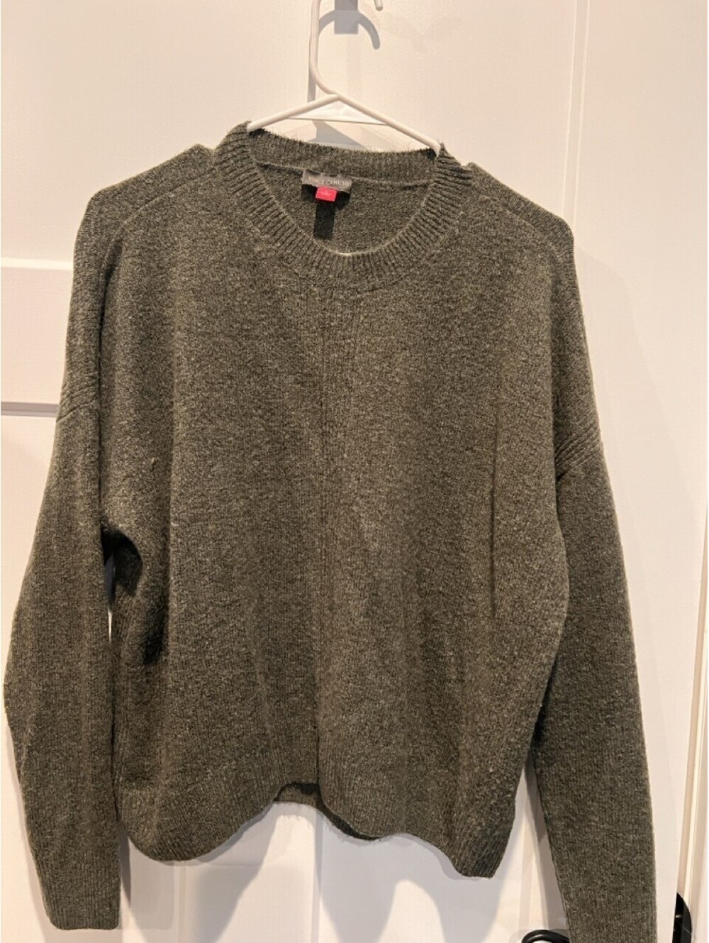 Vince Camuto Womens S Charcoal Gray Crewneck Knit Sweater Pullover